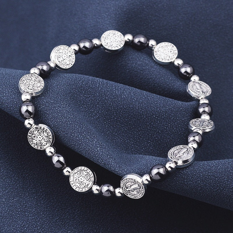 Bracelet chapelet Saint Benoît Black Gallstone, atelier d'art chrétien - image 2