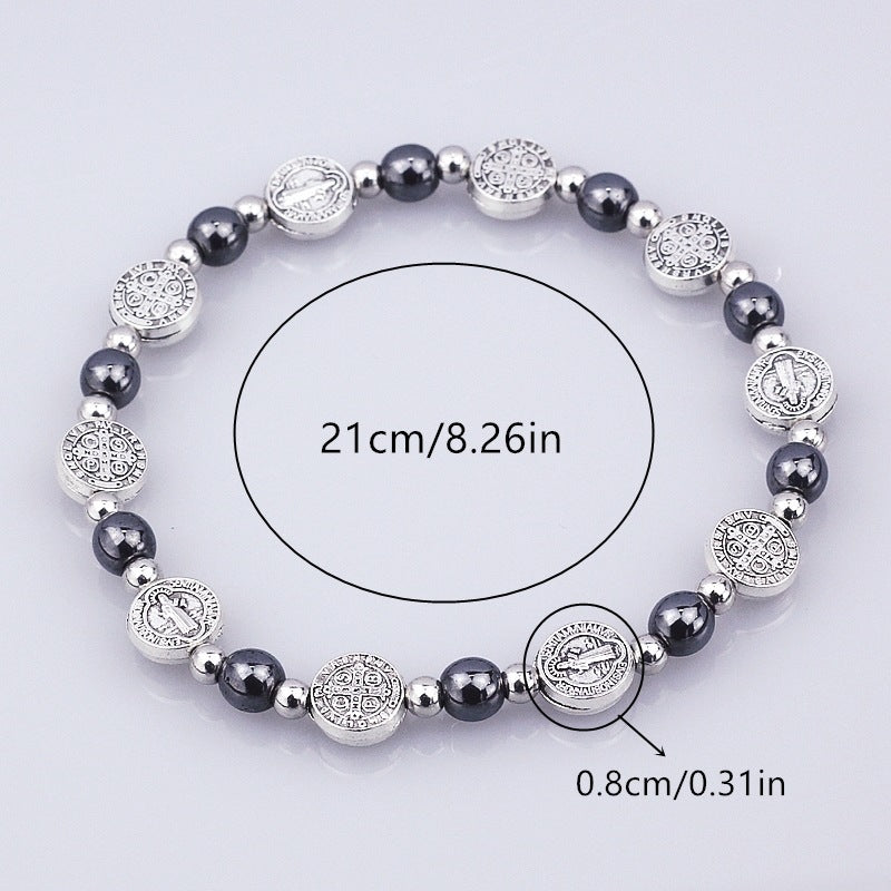 Bracelet chapelet Saint Benoît Black Gallstone, atelier d'art chrétien - image 3
