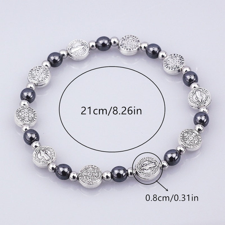 Bracelet chapelet Saint Benoît Black Gallstone, atelier d'art chrétien - image 3