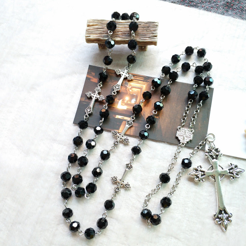Crucifix chrétien en cristal noir - image 2