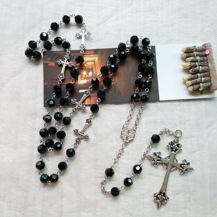 Crucifix chrétien en cristal noir - Noir - image 0