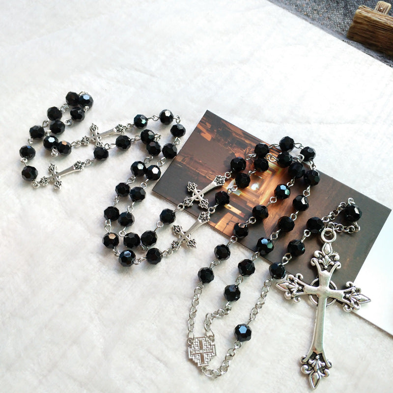 Crucifix chrétien en cristal noir - image 1