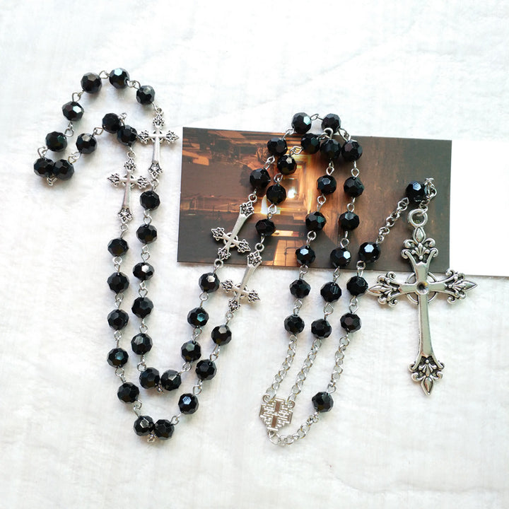 Crucifix chrétien en cristal noir - image 3