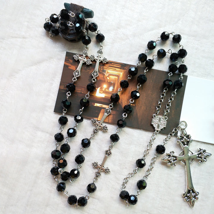 Crucifix chrétien en cristal noir - image 4