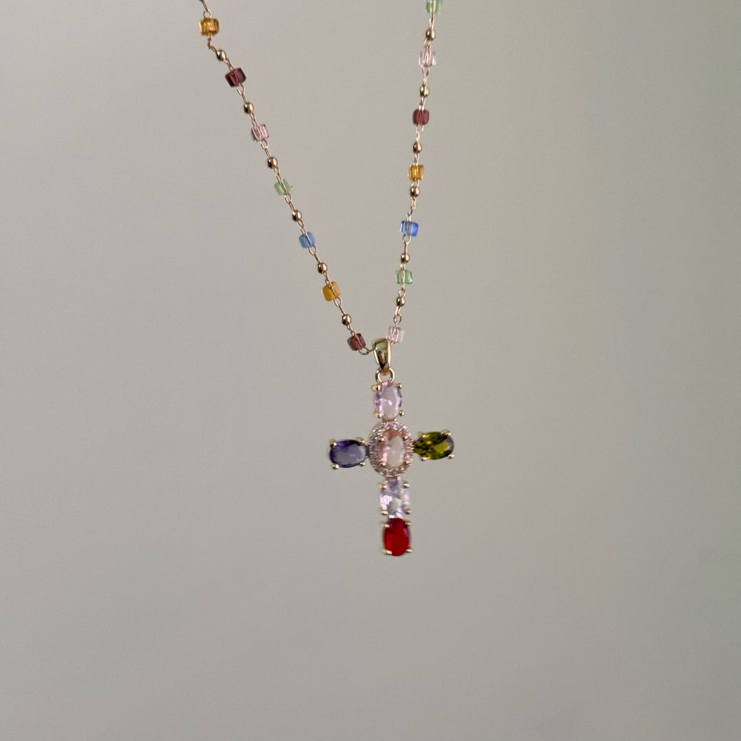 Christianartworkshop Collier pendentif croix avec 12 pierres précieuses et motifs bibliques - image 5