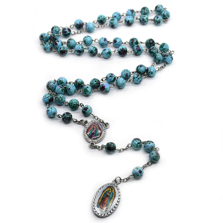 Chapelet de perles de verre bleu Notre-Dame de Guadalupe - image 4