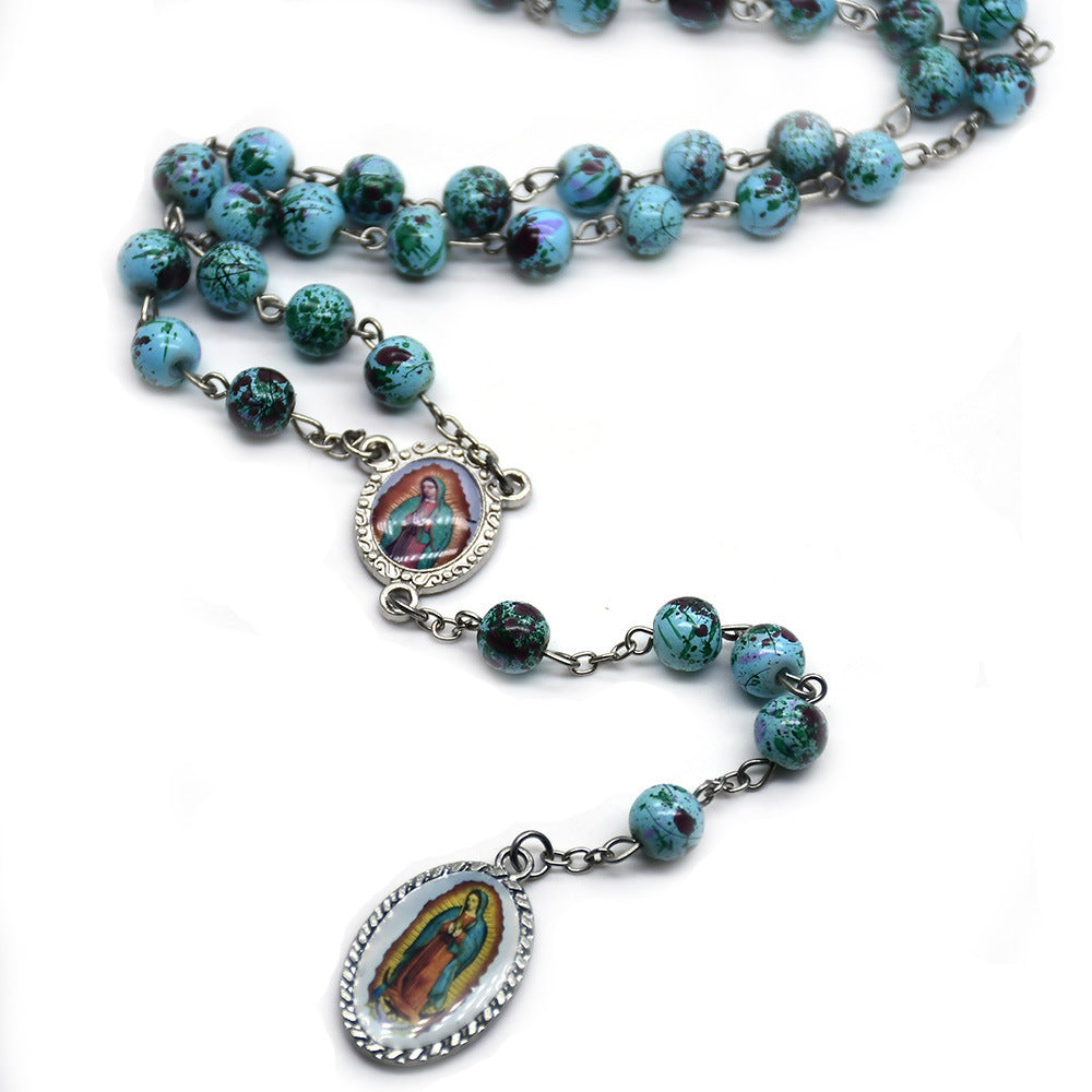 Chapelet de perles de verre bleu Notre-Dame de Guadalupe - image 1