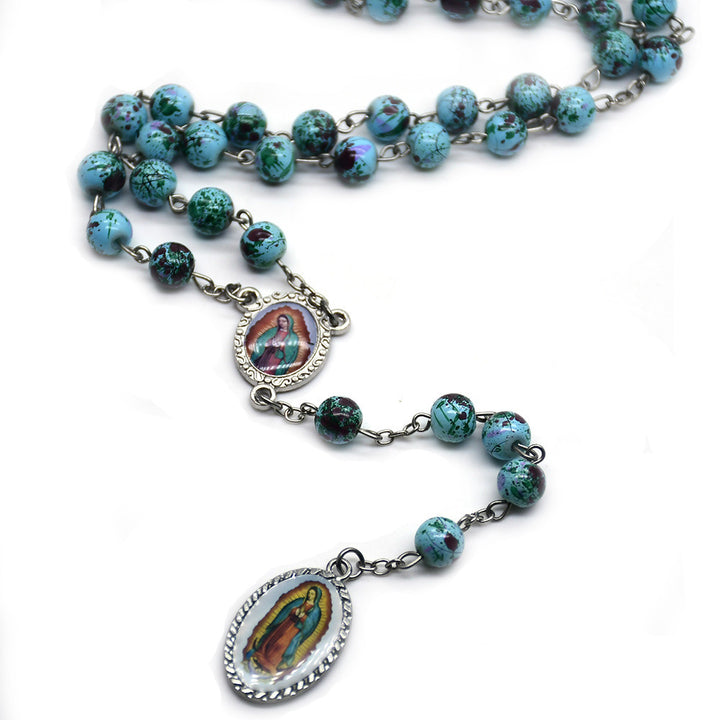 Chapelet de perles de verre bleu Notre-Dame de Guadalupe - image 1