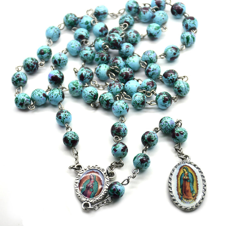 Chapelet de perles de verre bleu Notre-Dame de Guadalupe - image 3