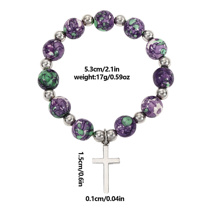 Bracelet de prière crucifix en perles et pierres violettes, réalisé par Christianartworkshop - image 5