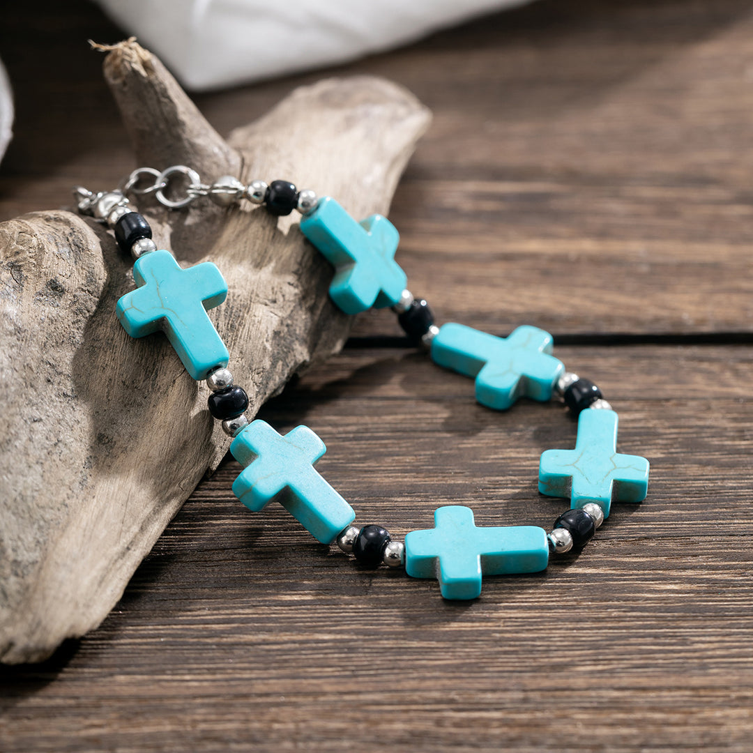 Bracelet de prière crucifix en perles turquoise de Christianartworkshop - image 3