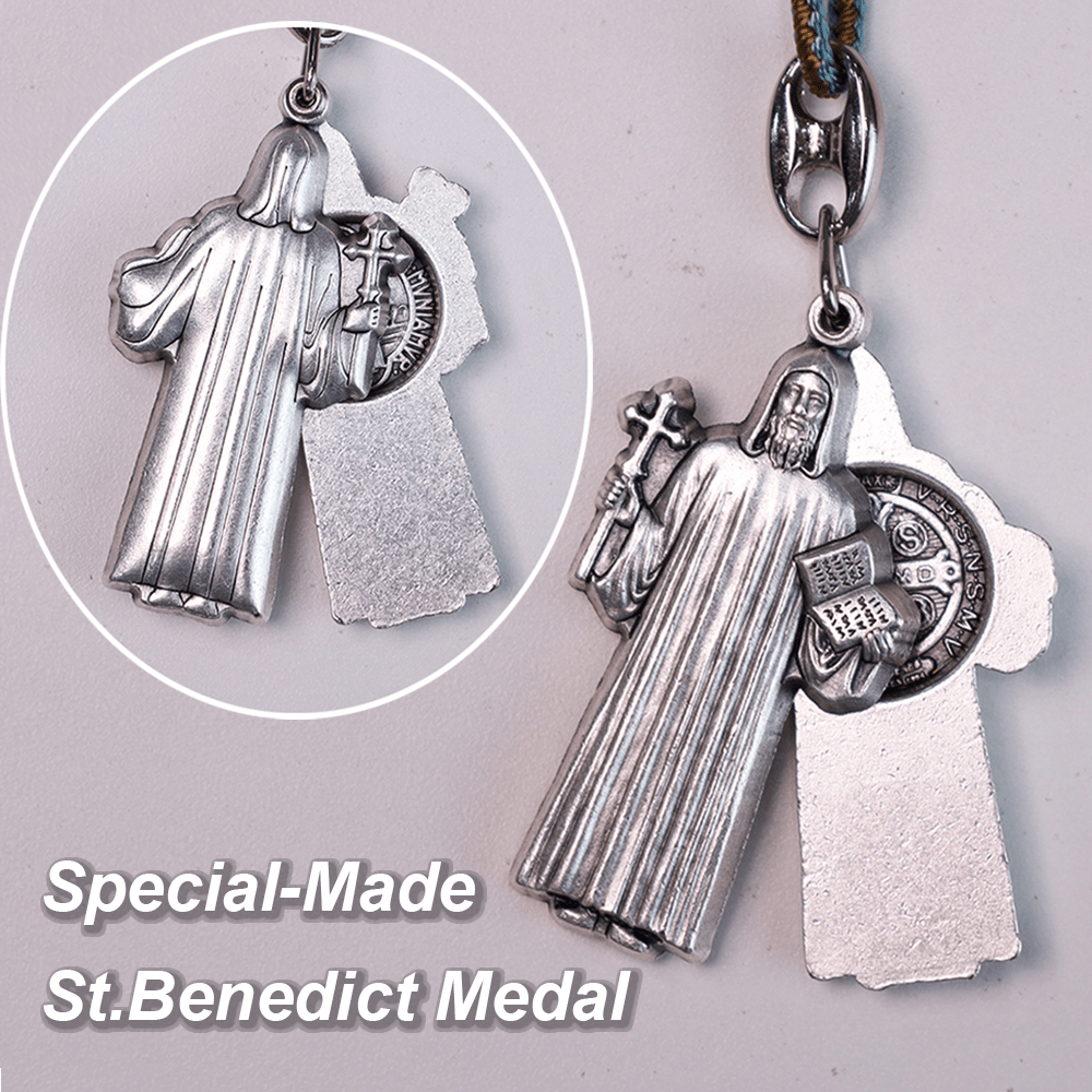 Chapelet de poche en bois d'olivier avec médaille et crucifix de saint Benoît fabriqués spécialement à cet effet - image 2