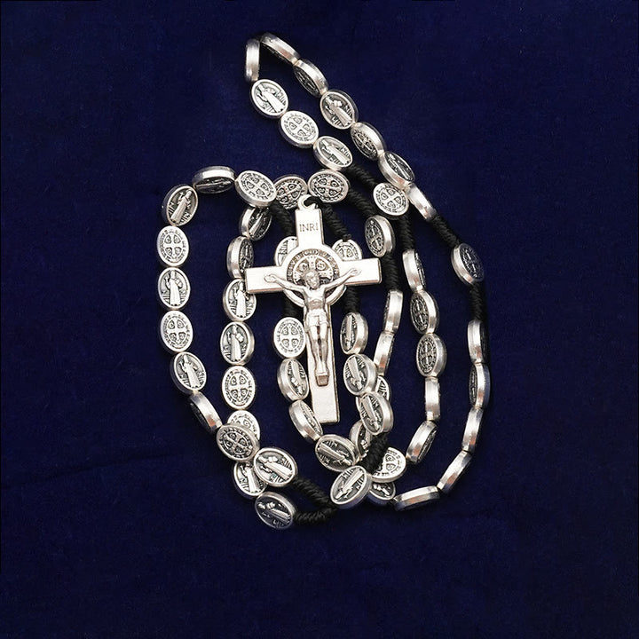 Christianartworkshop Crucifix de Saint Benoît Chapelet catholique - Cordon noir - image 0