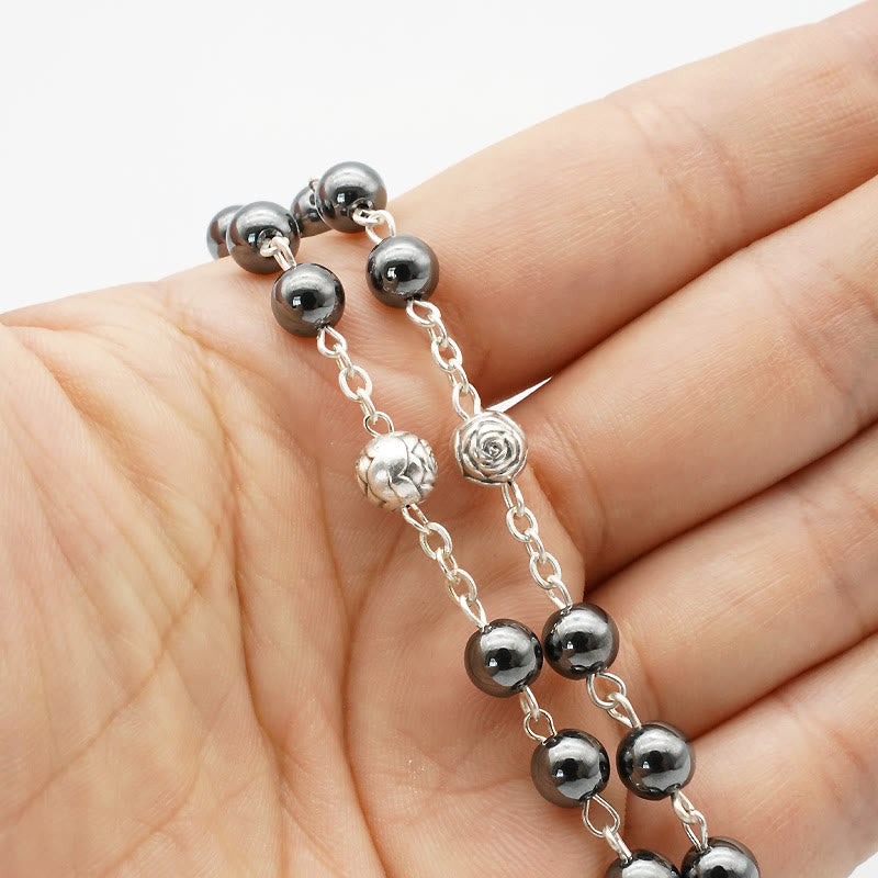 Christianartworkshop Chapelet d'hématite avec médaille de la Vierge Marie - image 3