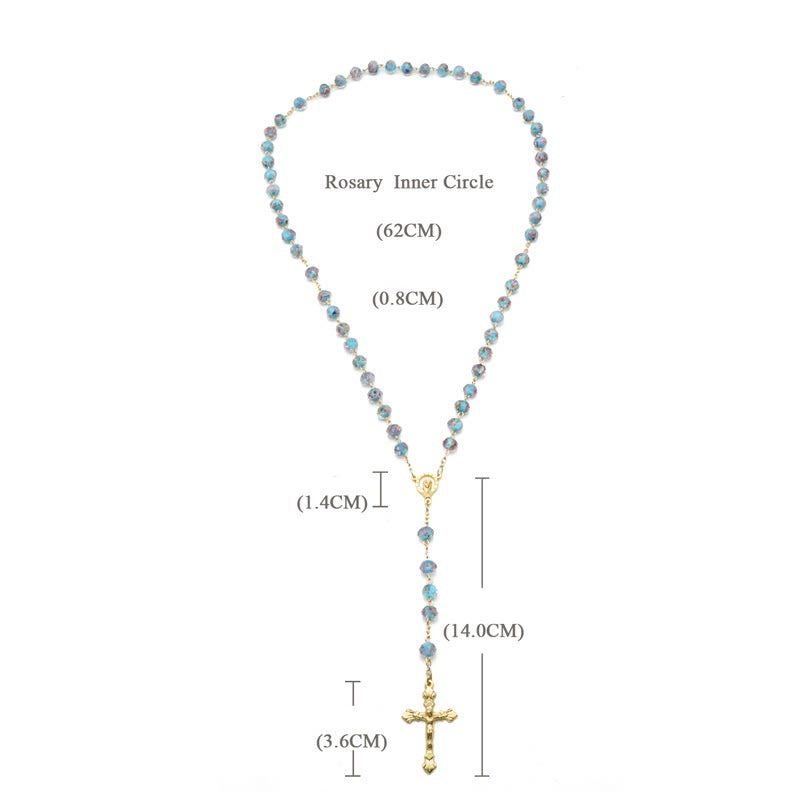 Christianartworkshop Chapelet en perles émaillées de rose avec Marie et crucifix - image 8