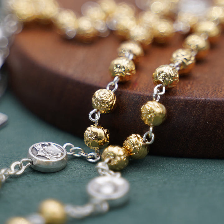 Christianartworkshop Chapelet fait main en alliage doré avec croix de Jésus berger - image 4