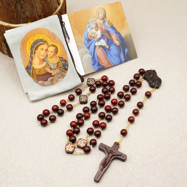 Christianartworkshop Chapelet de prière artisanal de qualité en perles d'olivier, de palissandre et d'ébène - Palissandre - image 8