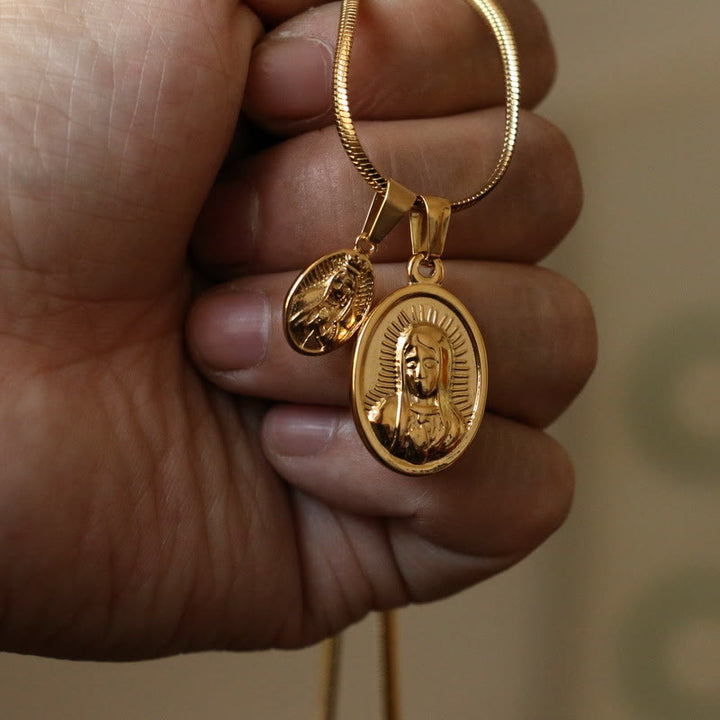 Christianartworkshop Collier pendentif double Notre-Dame de la Ronde en or - Doré - image 0