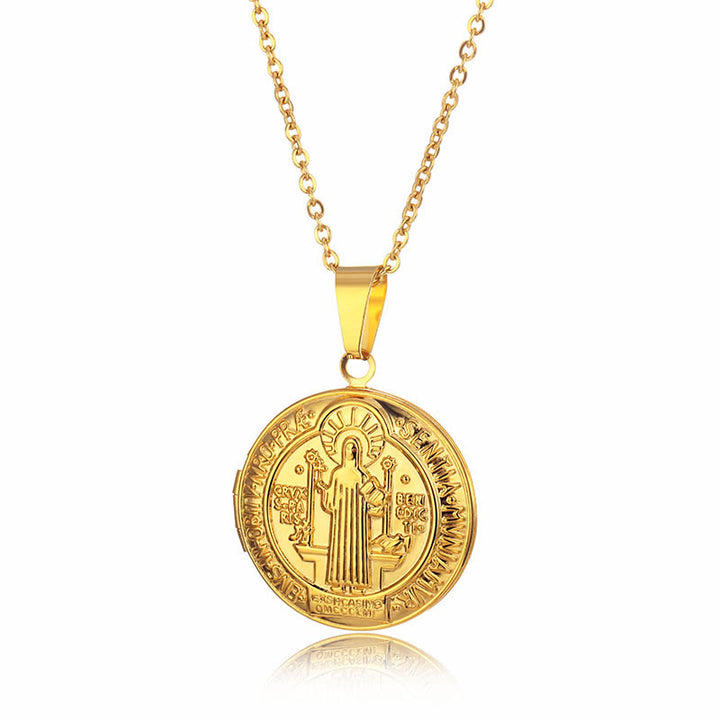 Christianartworkshop Collier pendentif classique Saint Benoît en titane - image 6