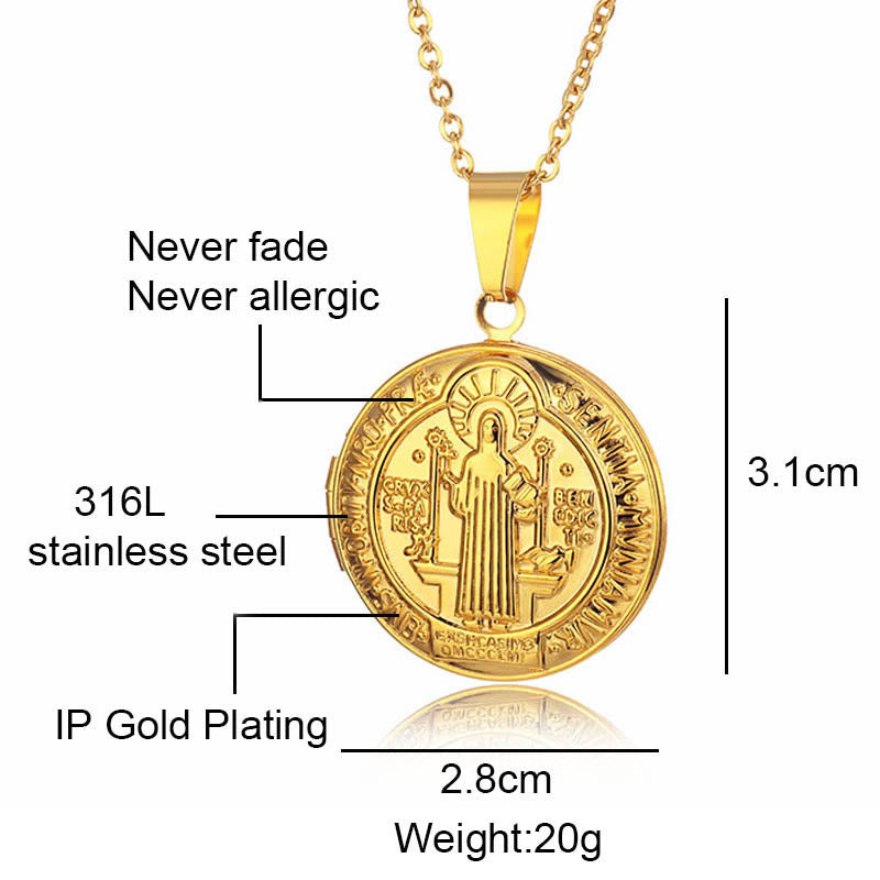 Christianartworkshop Collier pendentif classique Saint Benoît en titane - image 10