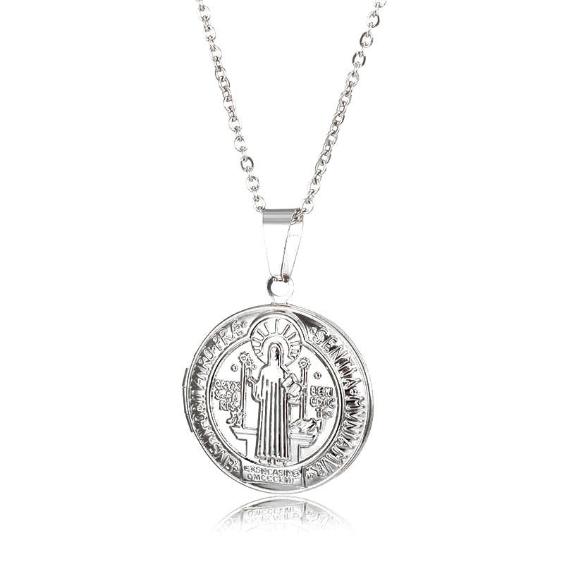 Christianartworkshop Collier pendentif classique Saint Benoît en titane - Argent - image 7