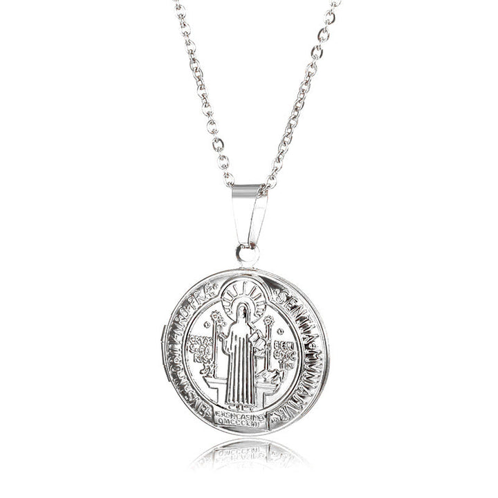 Christianartworkshop Collier pendentif classique Saint Benoît en titane - Argent - image 7