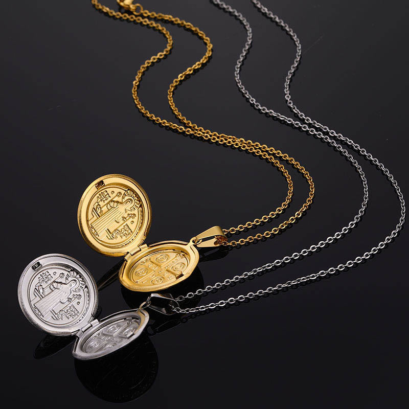 Christianartworkshop Collier pendentif classique Saint Benoît en titane - image 2