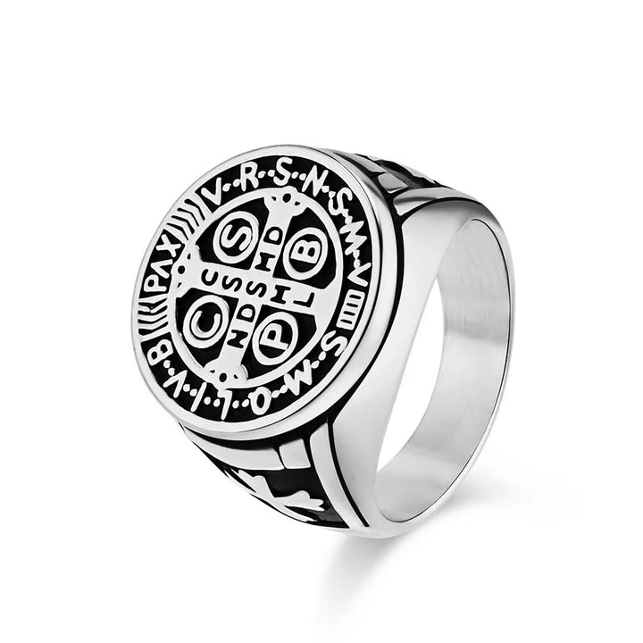 Bague en titane Saint Benoît le Protecteur, Christianartworkshop - US 13 - Acier - image 8