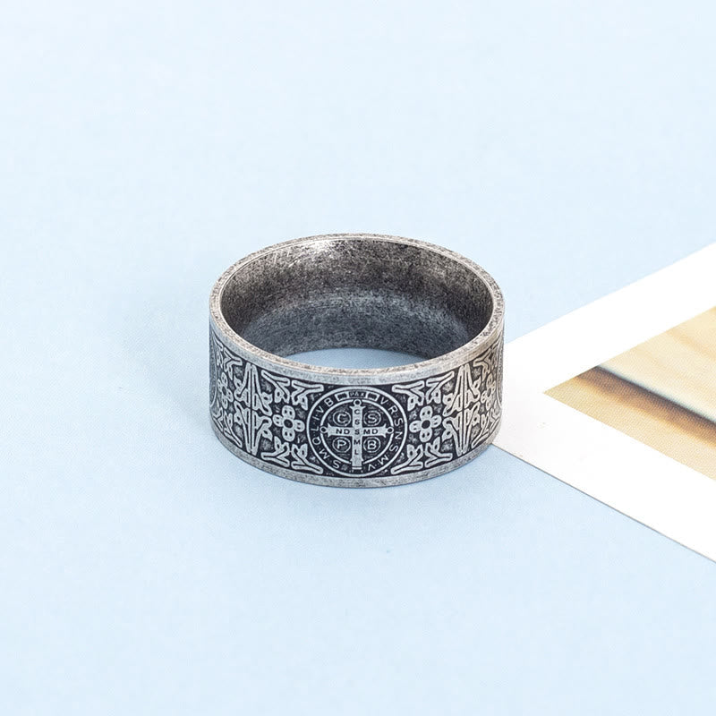 Bague catholique vintage Saint Benoît de Christianartworkshop - US 13 - image 0