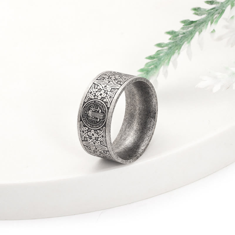 Bague catholique vintage Saint Benoît de Christianartworkshop - image 1