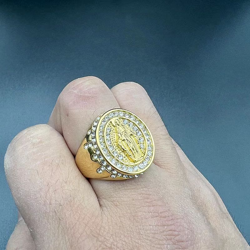 Bague catholique en acier inoxydable Vierge Marie, Christianartworkshop - image 1