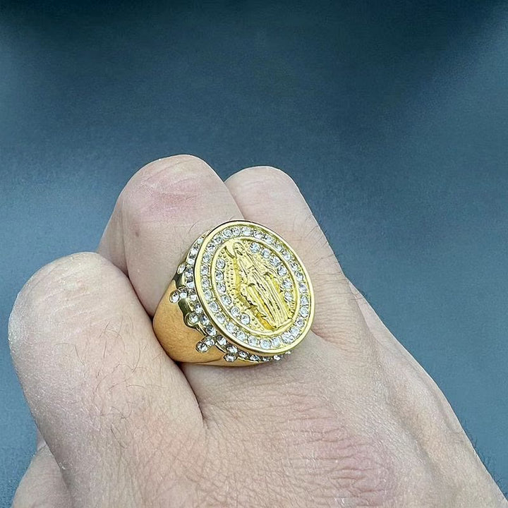 Bague catholique en acier inoxydable Vierge Marie, Christianartworkshop - image 1