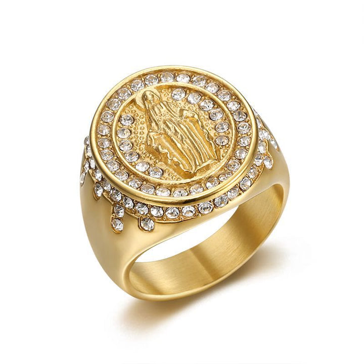 Bague catholique en acier inoxydable Vierge Marie, Christianartworkshop - image 3