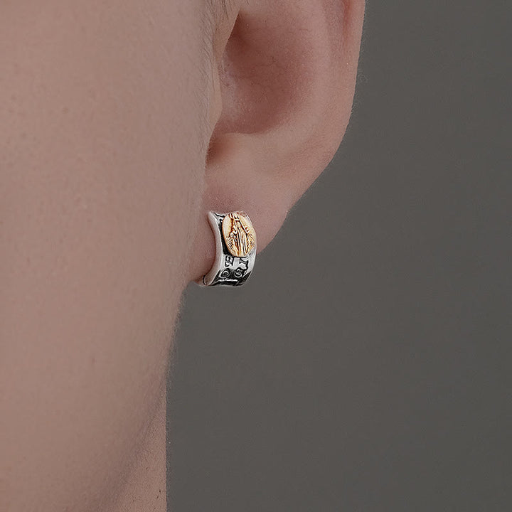 Boucles d'oreilles en argent Vierge Marie, bijoux religieux, Christianartworkshop - image 4