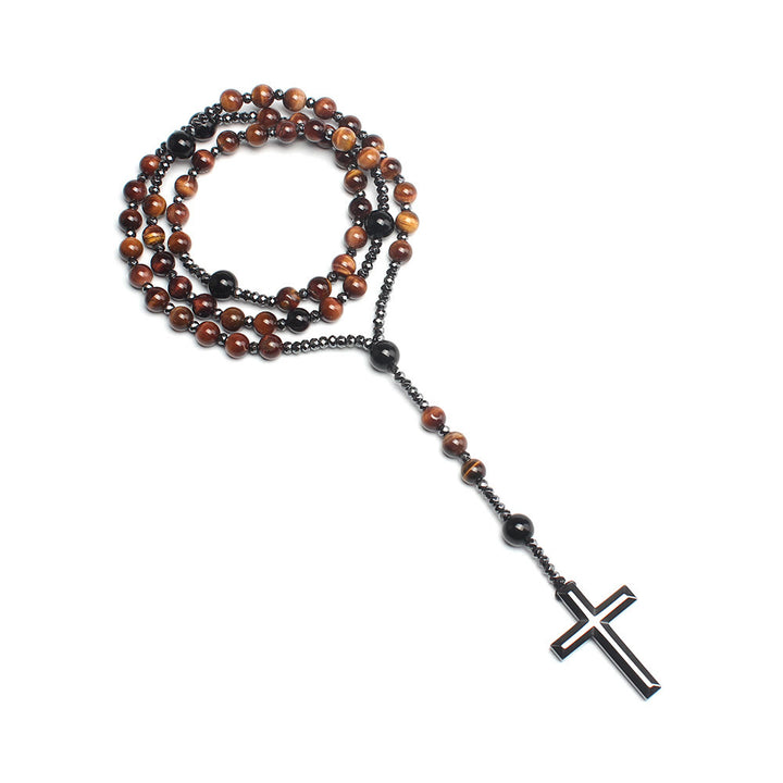 Croix en agate/œil de tigre de Christianartworkshop Chapelet catholique - image 10
