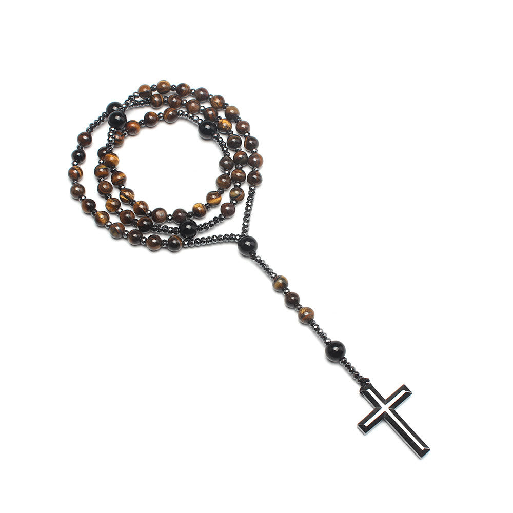 Croix en agate/œil de tigre de Christianartworkshop Chapelet catholique - image 8