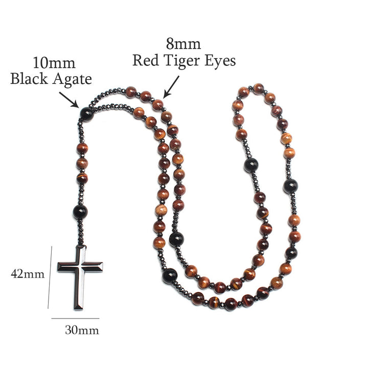 Croix en agate/œil de tigre de Christianartworkshop Chapelet catholique - image 11