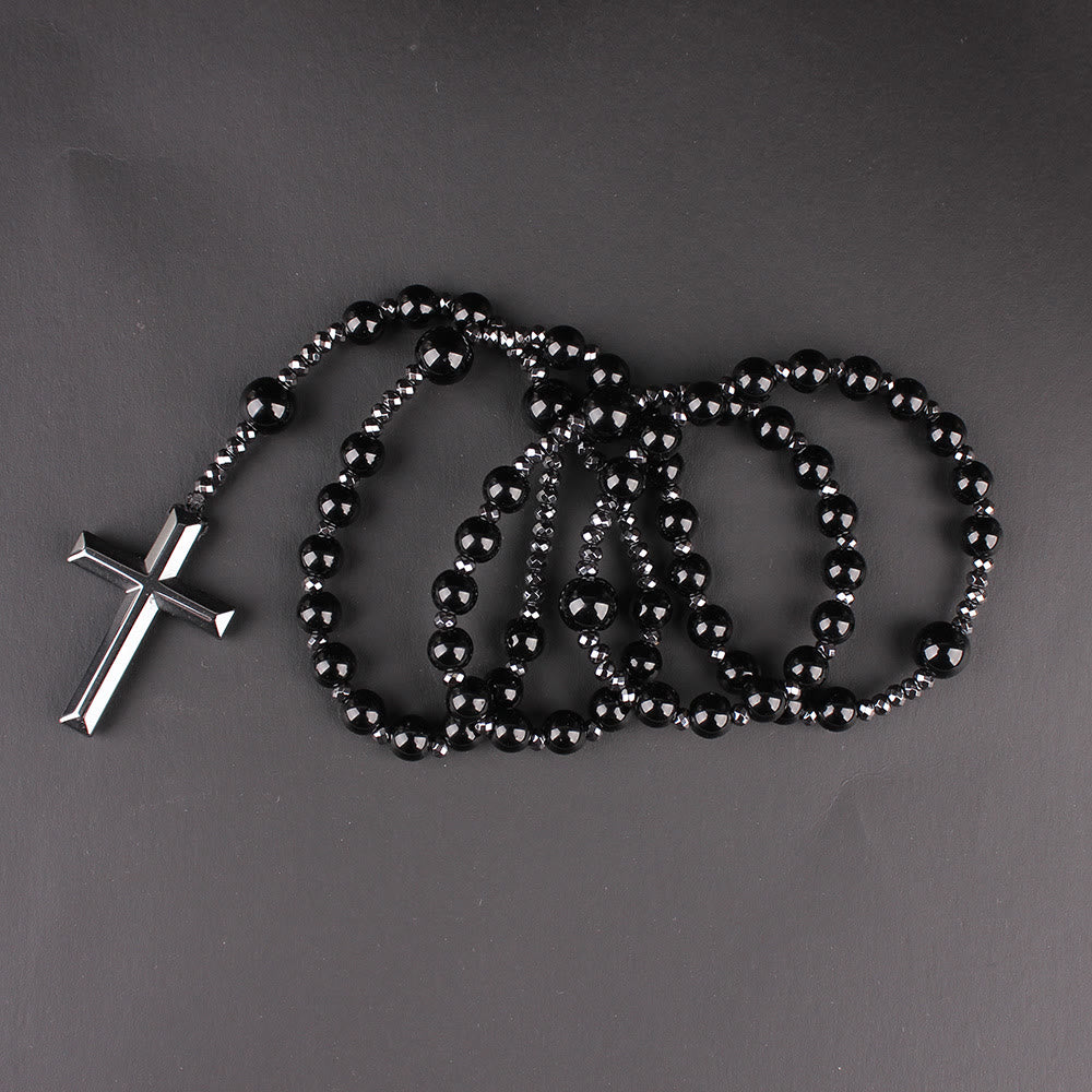 Croix en agate/œil de tigre de Christianartworkshop Chapelet catholique - image 5
