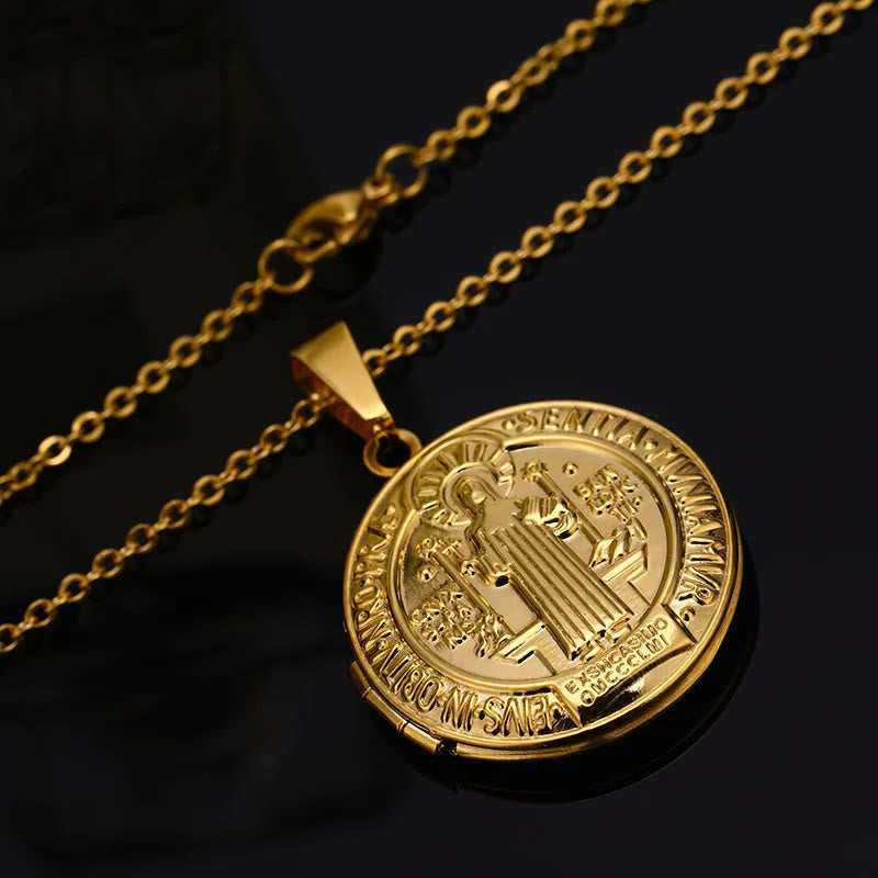 Christianartworkshop Collier pendentif classique Saint Benoît en titane - image 1