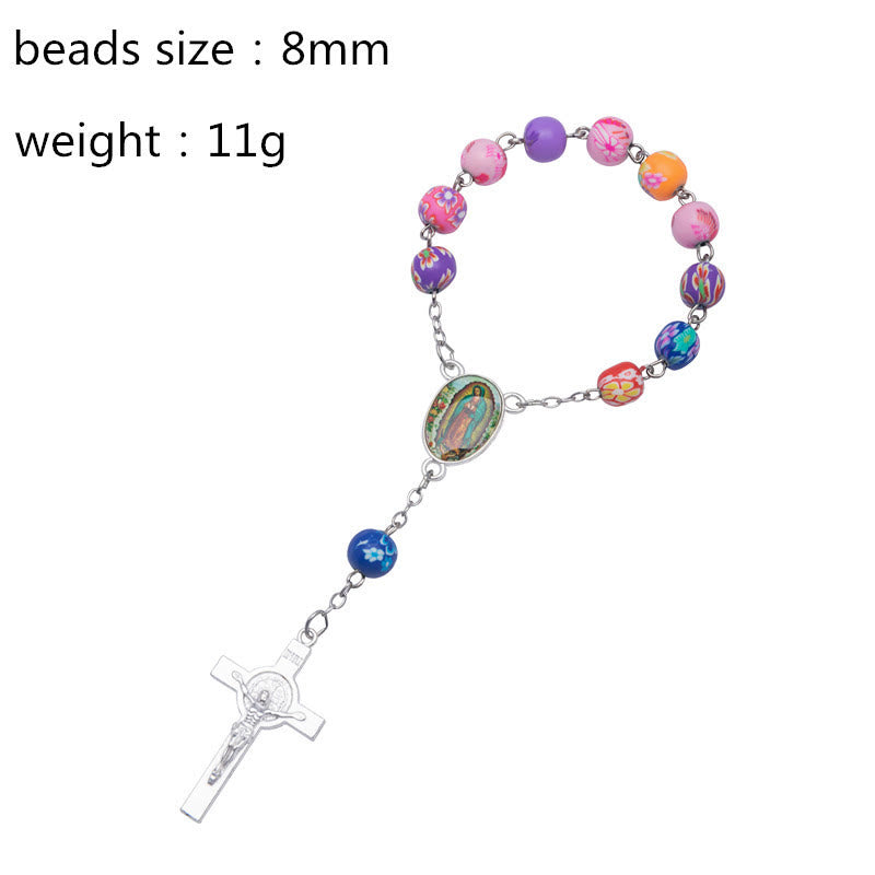 Bracelet chapelet en céramique souple à une dizaine - Argent - image 3