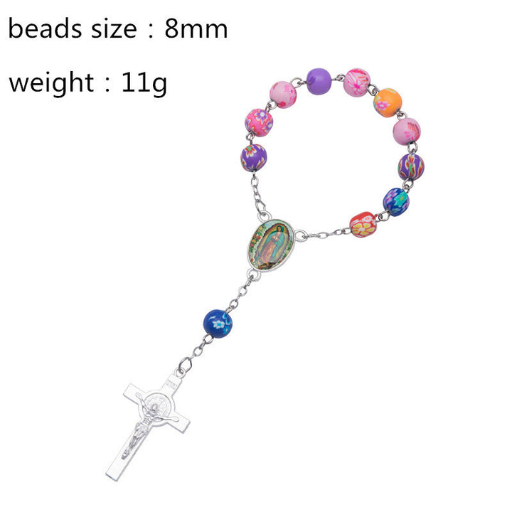 Bracelet chapelet en céramique souple à une dizaine - Argent - image 3