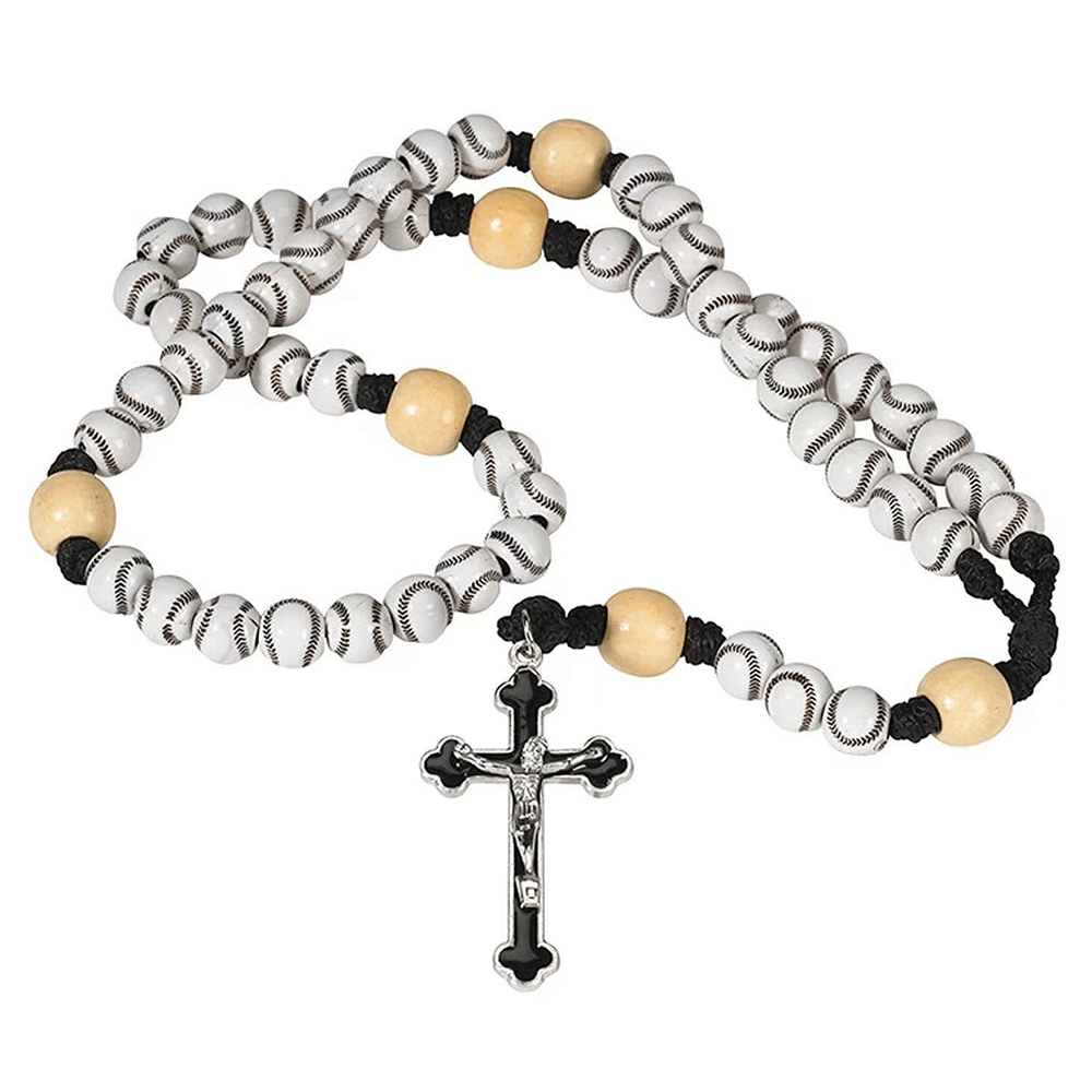 Chapelet de prière sportif tissé à la main avec des perles de baseball - image 1