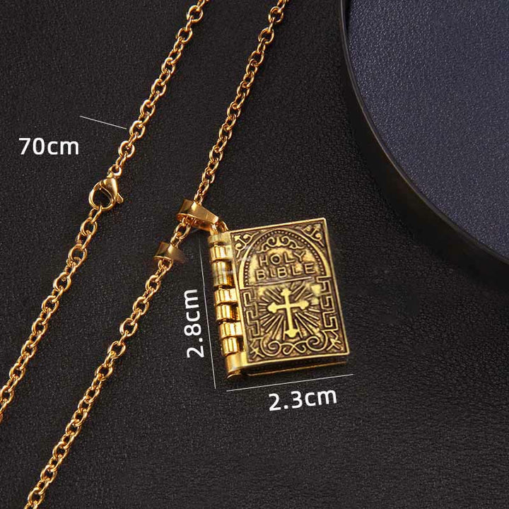 Christianartworkshop Collier de qualité avec pendentif croix tournante et Sainte Bible - image 5