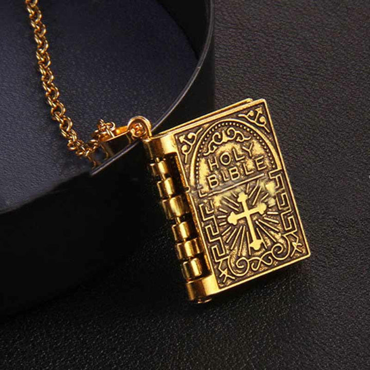 Christianartworkshop Collier de qualité avec pendentif croix tournante et Sainte Bible - image 3