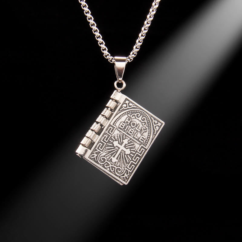 Christianartworkshop Collier de qualité avec pendentif croix tournante et Sainte Bible - Argent - image 6
