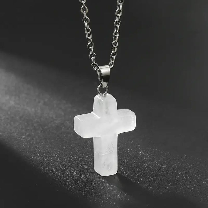 Christianartworkshop Collier pendentif croix en pierre naturelle - Cristal - image 10