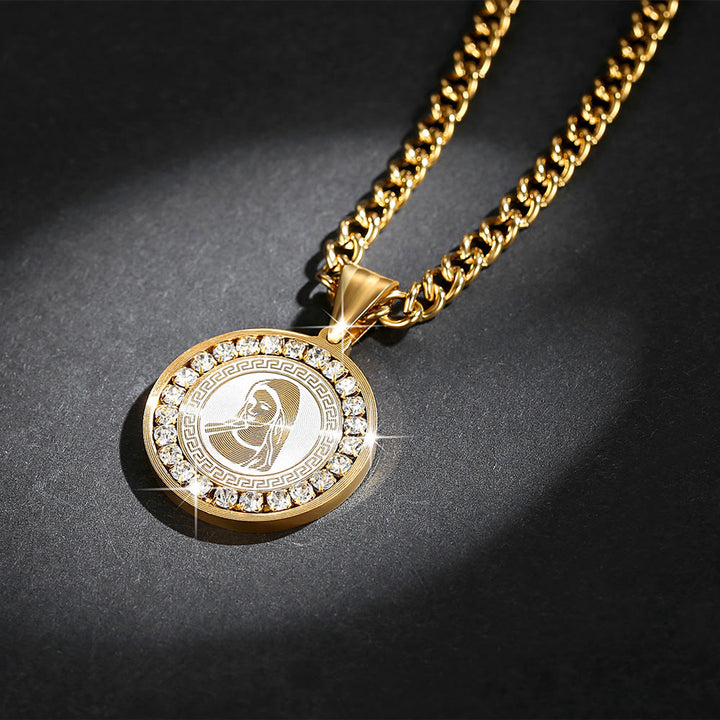 Christianartworkshop Collier pendentif Vierge Marie en titane serti de zircon - image 1
