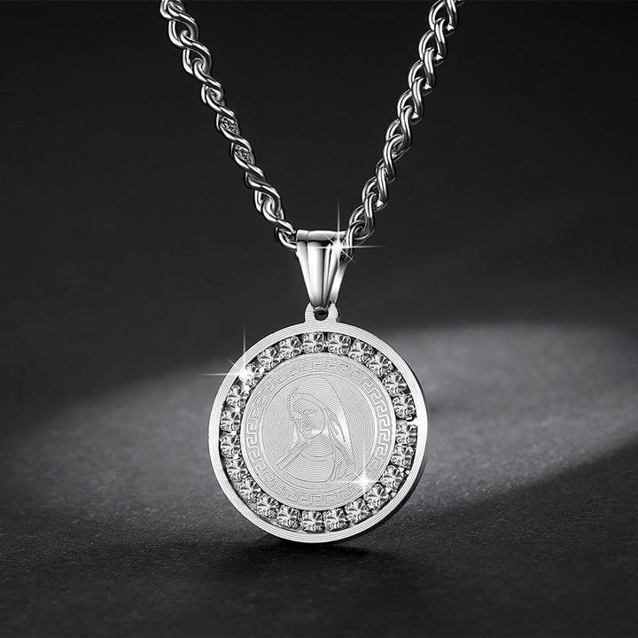 Christianartworkshop Collier pendentif Vierge Marie en titane serti de zircon - image 5