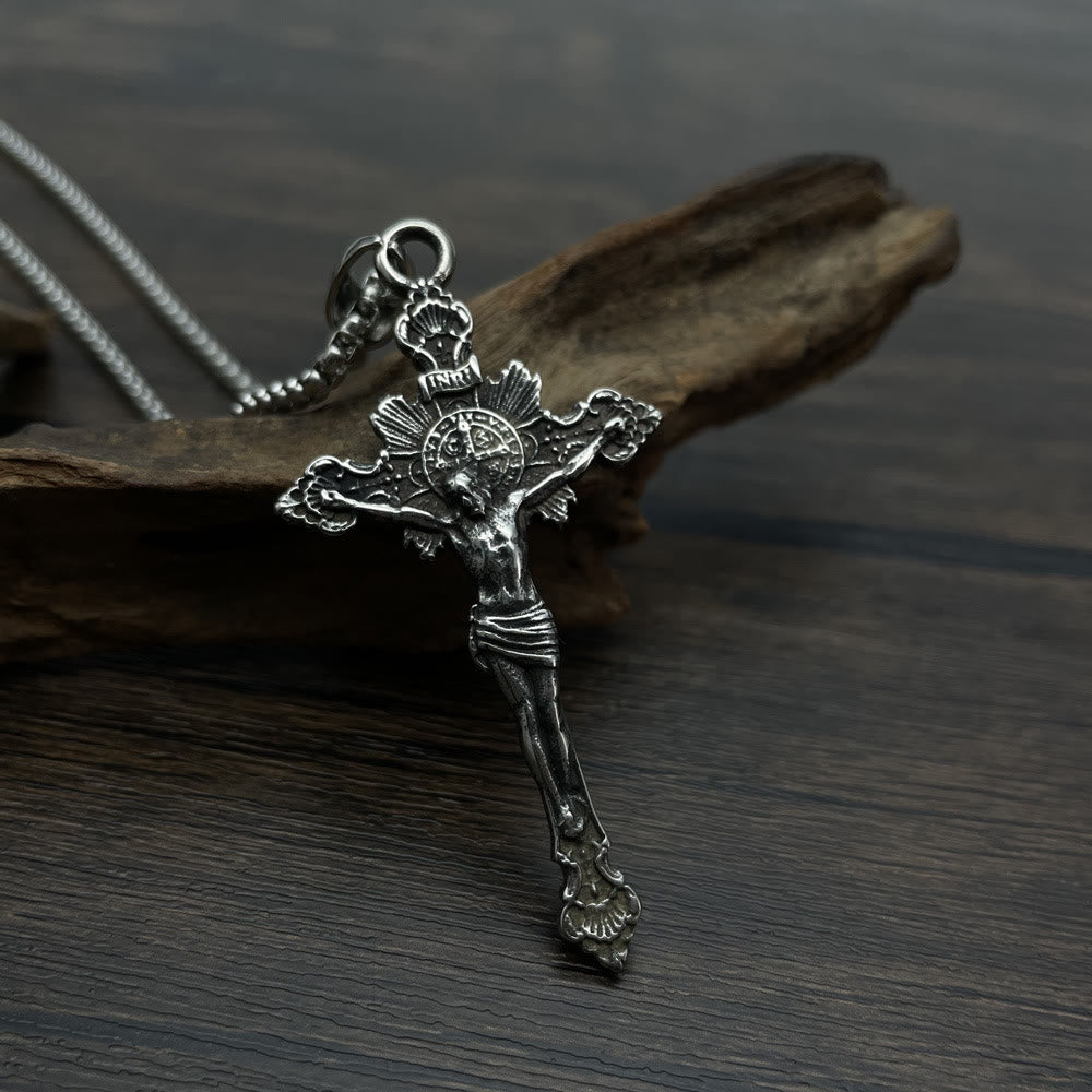 Collier crucifix avec symbole de saint Benoît - image 2