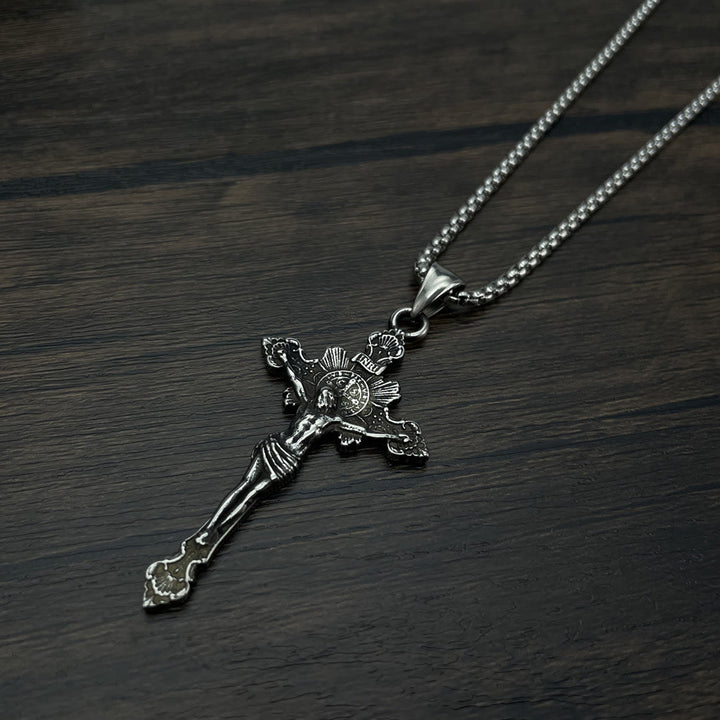 Collier crucifix avec symbole de saint Benoît - image 7